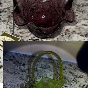 Vintage Glass Basket Fenton Glows